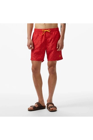 Guess Swımtrunk Medıum Guess Aop Erkek Kırmızı Mayo F4gt06wg2a2-p56n