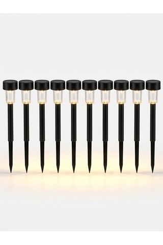 10 Adet Güneş Enerjili Gün Işığı Aydınlatma Led Dekoratif Toprak & Çime Saplama Kazıklı