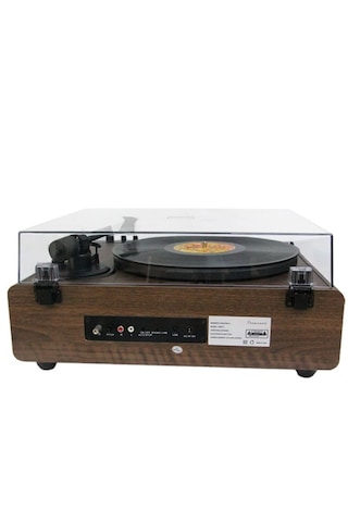Nostaljik Ahşap Kaplama Pikap 33x45 Plaklar Bass Bluetooth Crownwell Vegas Plus Renk Siyah