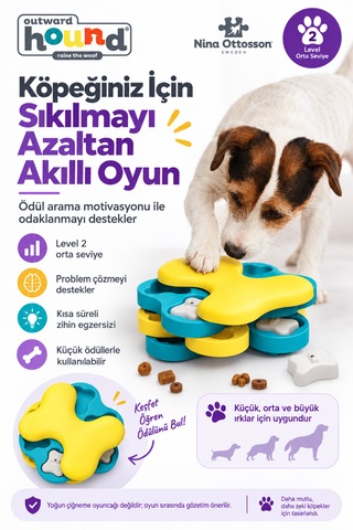 Outward Hound Dog Tornado Köpek Zeka Oyuncağı Döner Katmanlı Ödül Mama Bulmacası