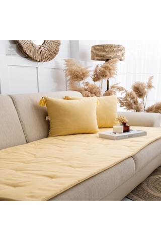 Premium Sarı Keten Evcil Hayvan Dostu Koltuk Pedi 80x180 Sarı