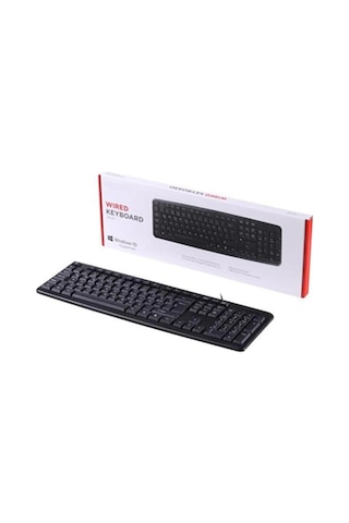 Tk-01 Kablolu Q Klavye Bilgisayar Ofis Klavyesi Usb Girişli Standart Klavye Siyah