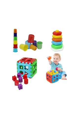 Eğitici Bultak Küp + Eğitici Sevimli Kule + Eğitici Altıgen Halk