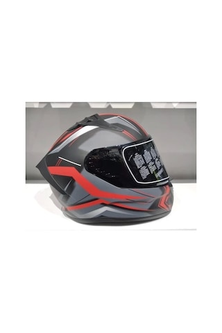 Mts Pro 801 Twılgh Güneş Gözlüklü Motosiklet Kaskı Mat Gri - Kırmızı