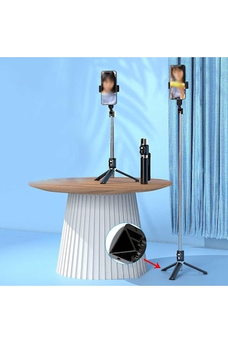 P60 Plus Çok Fonksiyonlu Kumandalı Tripod Ve Selfie Çubuğu Zore Selfi Çubuğu Beyaz Genel