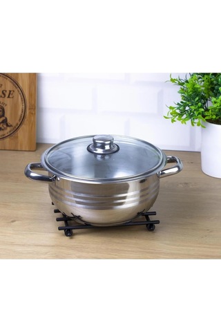 Siyah Nihale Çaydanlik Tencere Altılığı Çelik Demir Nihale Lampling Kare Metal Altlık Jüt Diğer