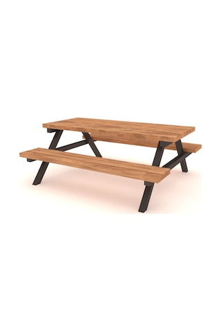 Ahşap Piknik Masası, Metal Gövdeli 145 Cm-486