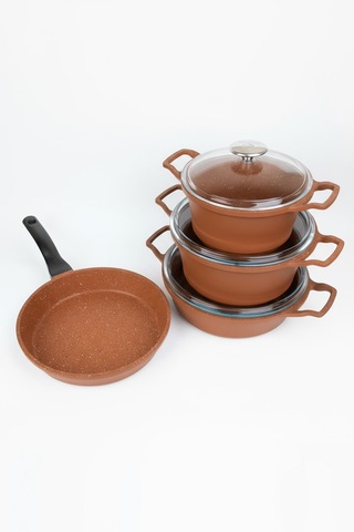 Masterchef Döküm 7 Parça Dik Kulak Tencere Seti Turuncu