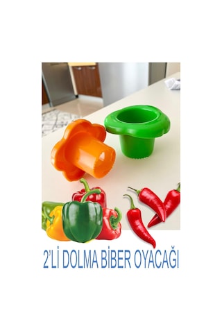 2'li Dolmalık Biber Kabak Patlıcan Oyacağı, Kırılmaz Pratik Dolma Oyucu Çok Renkli Diğer