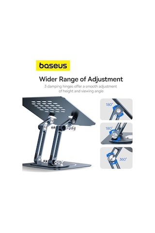 Baseus Ayarlanabilir Dizüstü Bilgisayar Standı, 360 Derece Dönebilen Ayarlanabilir Dizüstü Bilgisayar Standı Üç Katlı Versiyon Macbook Air Pro, Dell Xps, Hp Vb. İçin Ergonomik Katlanabilir Stand
