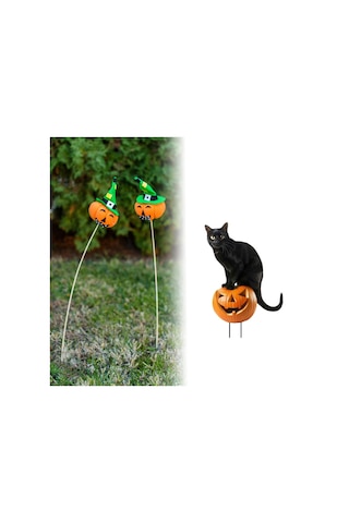 Suntek Heykeli Bahçe Kazığı 18,9x28-cm-kara-kedi-balkabağı