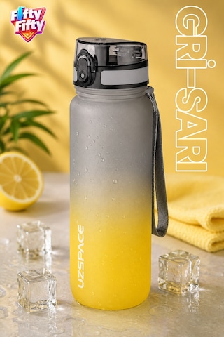 800 Ml Çift Renk Softtouch Tritan Su Matarası Gri-sarı