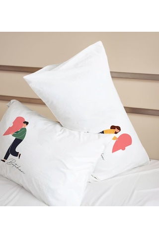 Bk Gift Kişiye Özel Sevgili Tasarımlı Pamuklu 2 Li Yastık Kılıfı Seti-1 50x70cm , Sevgiliye , Ev si, Tasarım Ev Tekstili