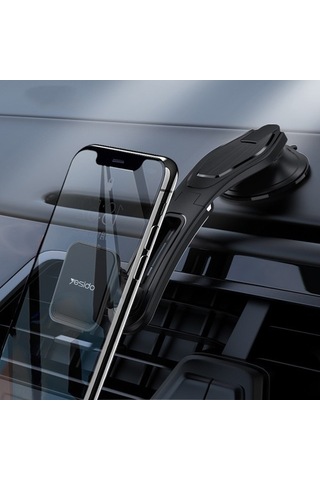 Voguecode Yesıdo C107 Araç Telefonu Montajlı Manyetik 360 Dönebilen Telefon Tutucu Kontrol Paneli Emme Telefon Standı Siyah Yok Havalandırma Ykfyk8