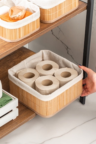 Posima 2083 Kare 3lü Pinterest Sepet Bambu Sepet Seti Dekoratif Banyo Mutfak Düzenleyici Organizeri Diğer