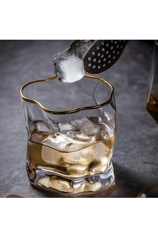 250 Ml Viski Brandy Vodka Bar Kulübü Bira Şarap Şeffaf Kristal Isıya Dayanıklı Cam Bar Hediyeler Bira Steins Altın