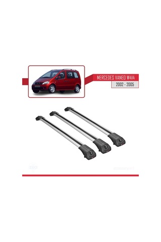 Mercedes Vaneo W414 2002-2005 Arası İle Uyumlu Ace-1 Ara Atkı Tavan Barı Gri 3 Adet Bar