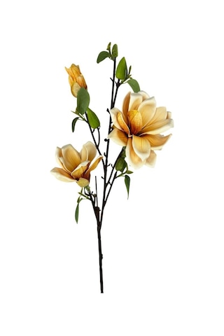Yapay Çiçek Eva Somon Manolya 3 Çiçekli Uzun Dal 90cm Gerçeksi Doku Somon