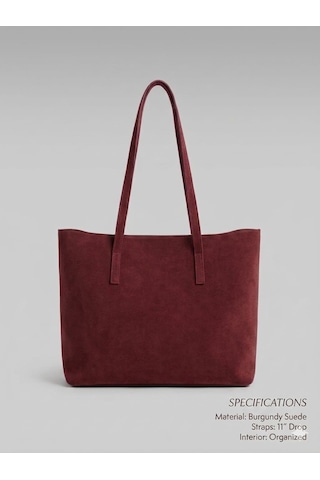 Housebags Dora Nubuk Su Geçirmez Büyük Boy Kadın El Ve Omuz Çantası Bordo