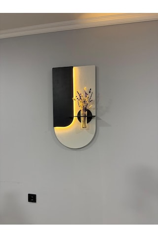 Lavanta Ahşap Pilli Ledli İskandinav Tarzı Salon Duvar Rafı Modern Çiçeklik 40 X 75 Cm Paris Grisi - Antrasit