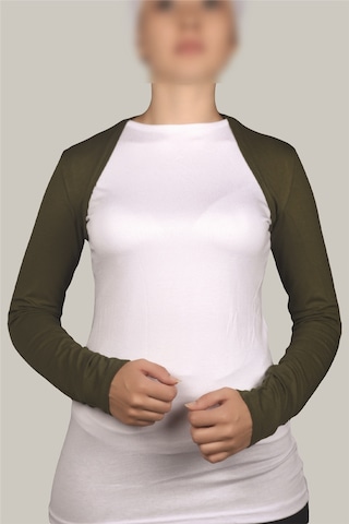 Altobeh Uzun Kollu Kadın Tesettür İçe Giyilen Bolero - Haki Çok Renkli