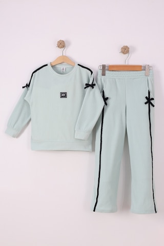 Monox Kız Çocuk Kurdale Detaylı Fitilli Polar Takım Yeşil