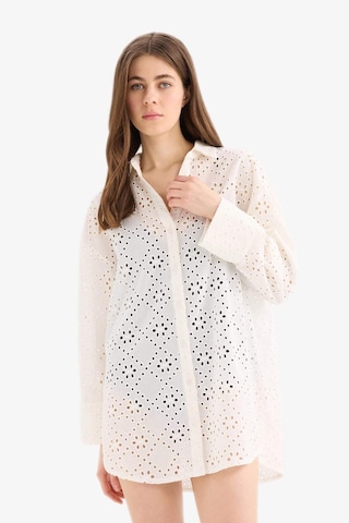 Defacto Regular Fit Pamuklu Brode Plaj Gömleği-fall İn Love C0506ax25smwt16 Beyaz