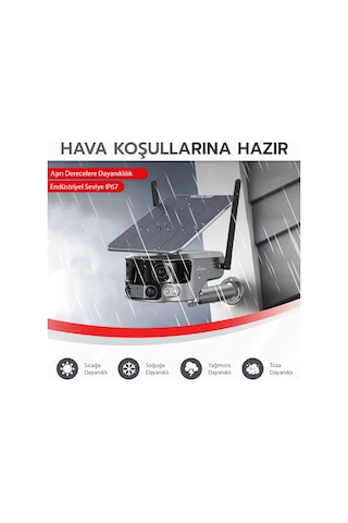 Emenec Wifi Solar Güneş Enerjili 4k 180 2-lens Güvenlik Kamerası