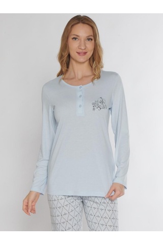 Uzun Kol Pijama Takımı Alperi 790-81 Mavi
