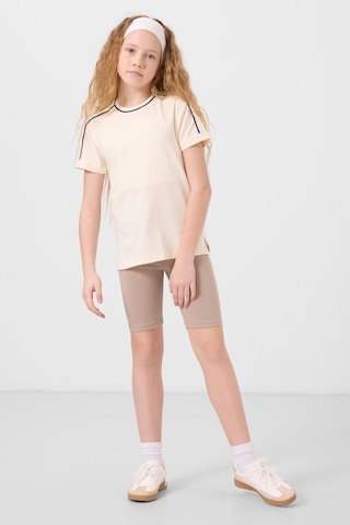 Ekru Pamuklu O Yaka Standart Fit Basic Kız Çocuk T-shirt - 75177 Ekru