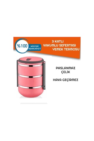 Sefer Tası Yemek Termosu Saklama Kabı Termosu 3lü - Çelik Çok Renkli