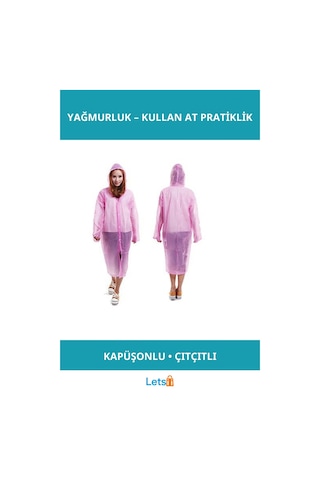 Tek Kullanımlık Kapüşonlu Yağmurluk Pratik Ve Taşınabilir Çok Renkli