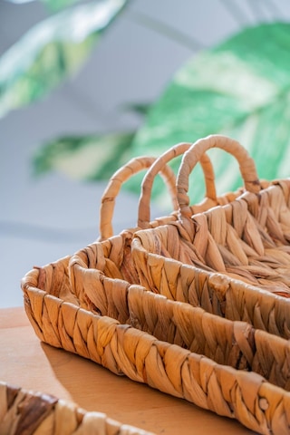 Wicker 4 Parça Hasır Dikdörtgen Sepet Hasır