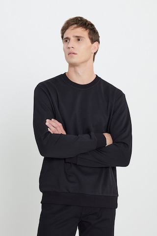 AC&Co / Altınyıldız Classics Standart Fit Normal Kesim Bisiklet Yaka Erkek Sweatshirt Siyah