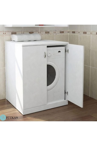 %100 Mdf Çamaşır Makinesi Dolabı Beyaz.parlak Beyaz