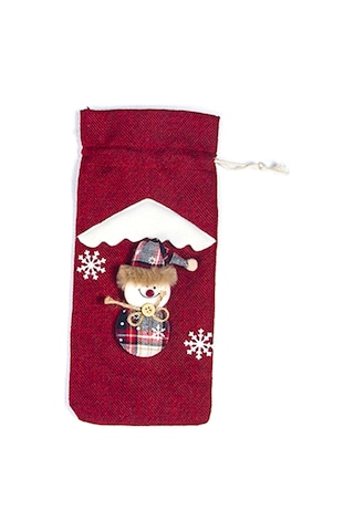 Qingmipy Noel Şarap Flaske Kılıfı, Santa Ve Kar Tanesi Desenli, Ayarlanabilir Kapanma, Noel Partisi Dekorasyonu, Hediye Çantası Kırmızı, 31 14cm