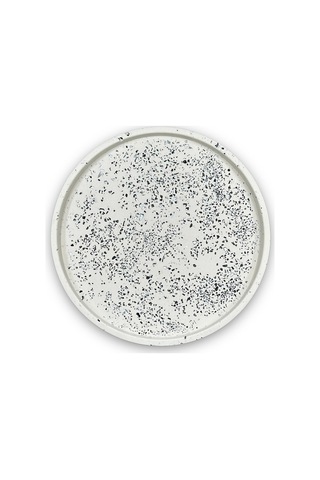 Dekoratif Terrazzo Yuvarlak Tepsi 26 Cm Beton Mermer Desenli Sunumluk Organizer Tepsi Marble