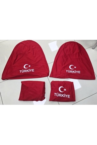 Ayyıldız Kırmızı Ayyıldız Servis Kılıfı Ön Ve Arka 4parça Takım 1.kalite Likrali Penye Yıkanabilir 1 Takım