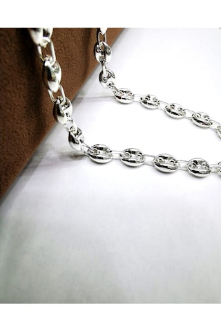 Omar Silver Unisex Gemici Arpa 8Mm Gümüş Kolye Zincir