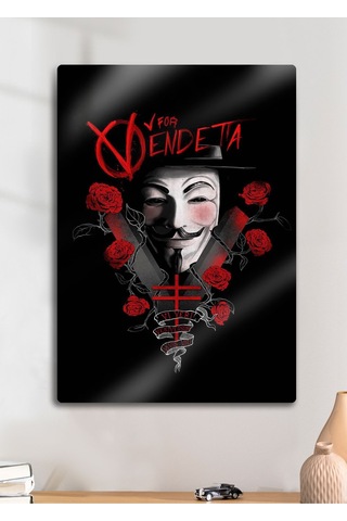 Metal Kaplama, V For Vendetta - Film Baskı Dekoratif Tablo