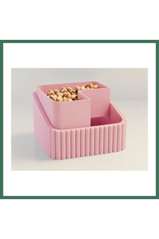 En-cag 3d Baskı Fıstık Kasesi - Çift Hazneli Kabuk Ayırıcı Sunum Kasesi - Pembe Pembe Bss Pembe - Pembe