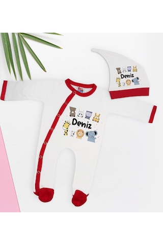 Bk Kids Kişiye Özel Bebek Kıyafeti, Bebek Giyim Hediyesi, Tulum Zıbın Ve Kukuletalı Şapka Seti-19 Çok Renkli