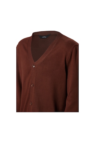 Tudors Erkek Slim Fit Düğmeli Düz Pamuklu Kahverengi Hırka-32621 Kahverengi