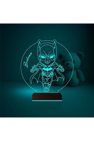 Luvivia Çocuk Odası Batman Çizgi Film Kişiye Özel 3d Lamba - Masa Gece Lambası Şeffaf