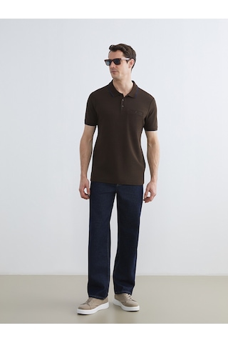 Lcwaıkıkı Classic Kahverengi Polo Yaka Erkek Dokulu Tişört