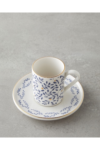 English Home Elyra Bone Porselen 4 Parça 2 Kişilik Kahve Fincan Takımı 90 Ml Mavi Gold Altın - Mavi