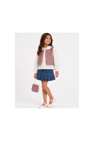 Ministok Nora Kız Çocuk 4'lü Takım Yelek Gömlek Etek Çanta Pembe Ministok Nora Kız Çocuk 4'lü Takım Yelek Gömlek Etek Çanta Pembe