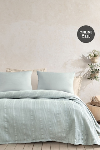 Yataş Liona Tek Kişilik %100 Pamuk Pike Takımı - Adaçayı