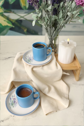 Keramika Elegant Blossoms Mavi Kahve Takımı 4 Parça 2 Kişilik 217