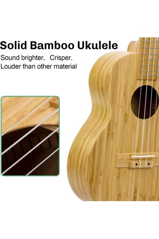 Aklot Akbc-23 Concert Boy Masif Bambo Ağacı Kaliteli Ukulele Ful Set Naturel